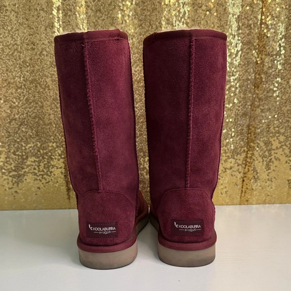 Koolaburra Women's mid calf Burgundy Suede with faux fur lining Boots